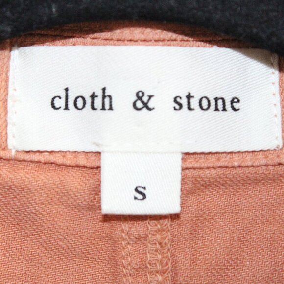 Cloth & Stone Sleeveless Button Down Shirt Dress Size Small Orange Linen Blend - Picture 2 of 3